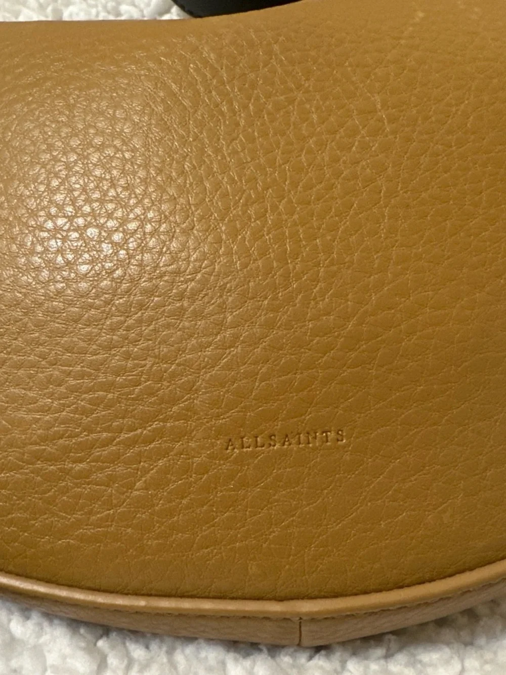 All Saints Tan Crescent Leather Crossbody Bag